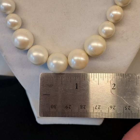 Giant graduated Pearl necklace and Bracelet .925 - Picture 6 of 9